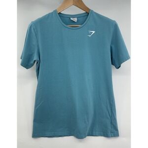 Gymshark Blue Teal  Men's Short Sleeve Crew Neck Logo T-Shirt Size M